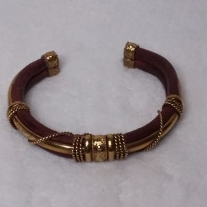 Vintage Bracelet Leather Wire Wrap